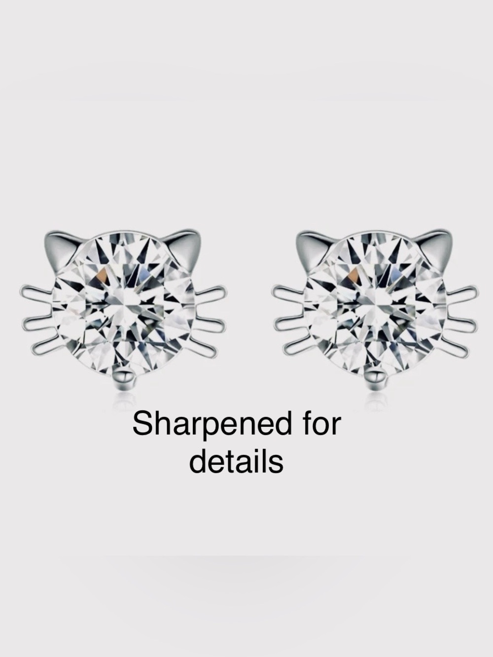 Sterling Silver Shiny 925 Kitty Cat Sparkling CZ Stud Earrings Brand New - Picture 8 of 15